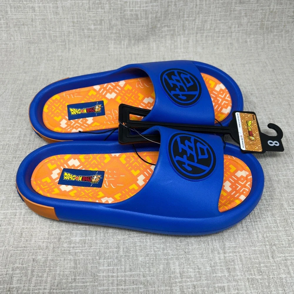 NEW Dragon Ball Super Goku Men's Size 8 Blue Orange Slide Sandals Ground Up